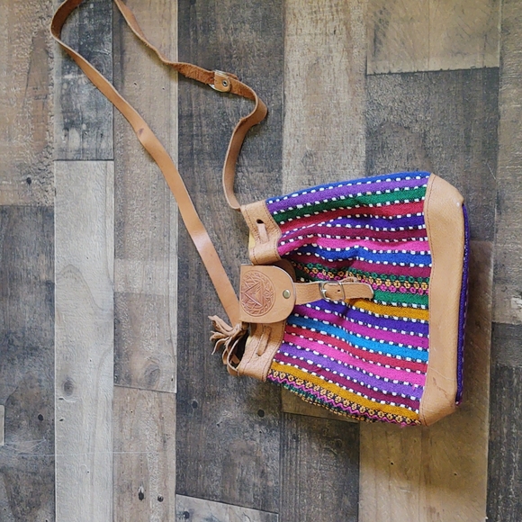 Vintage Boho Festival Gutalmalen Artisan Drawstring embroidered Crossbody Bag - Picture 13 of 13